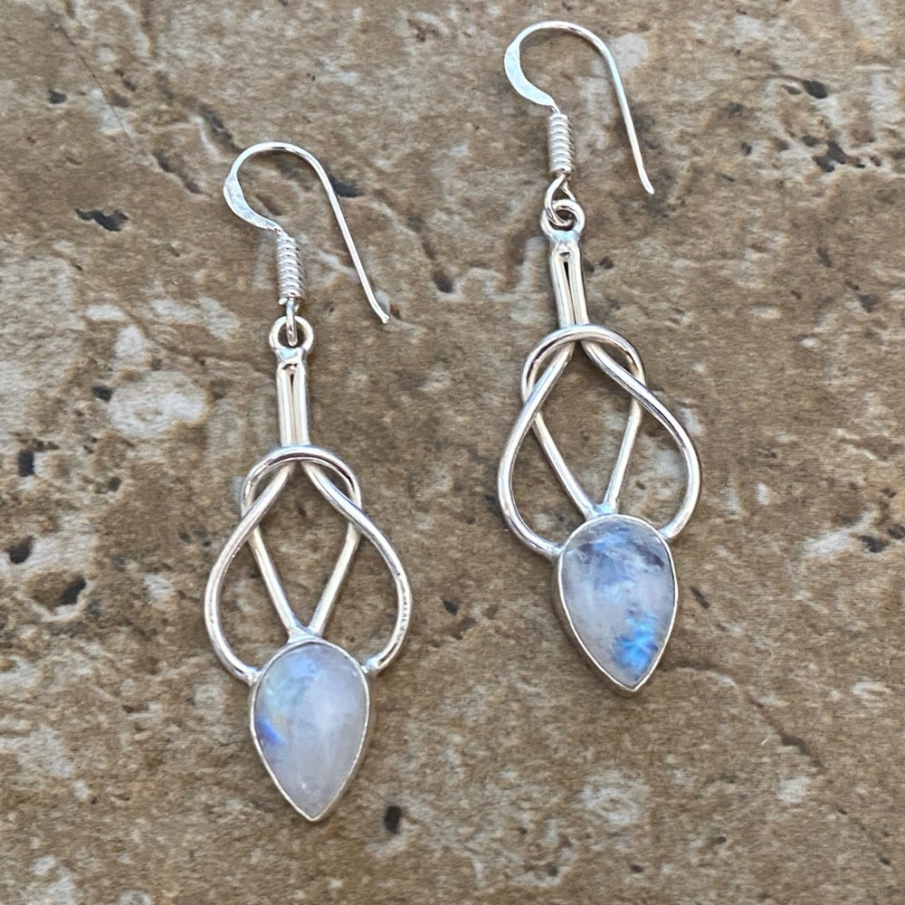 🌙 Genuine Moonstone Earrings • 925 Sterling Silver